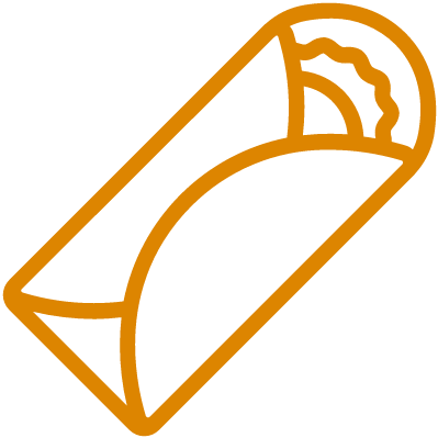 Site logo of an orange minimalistic burrito